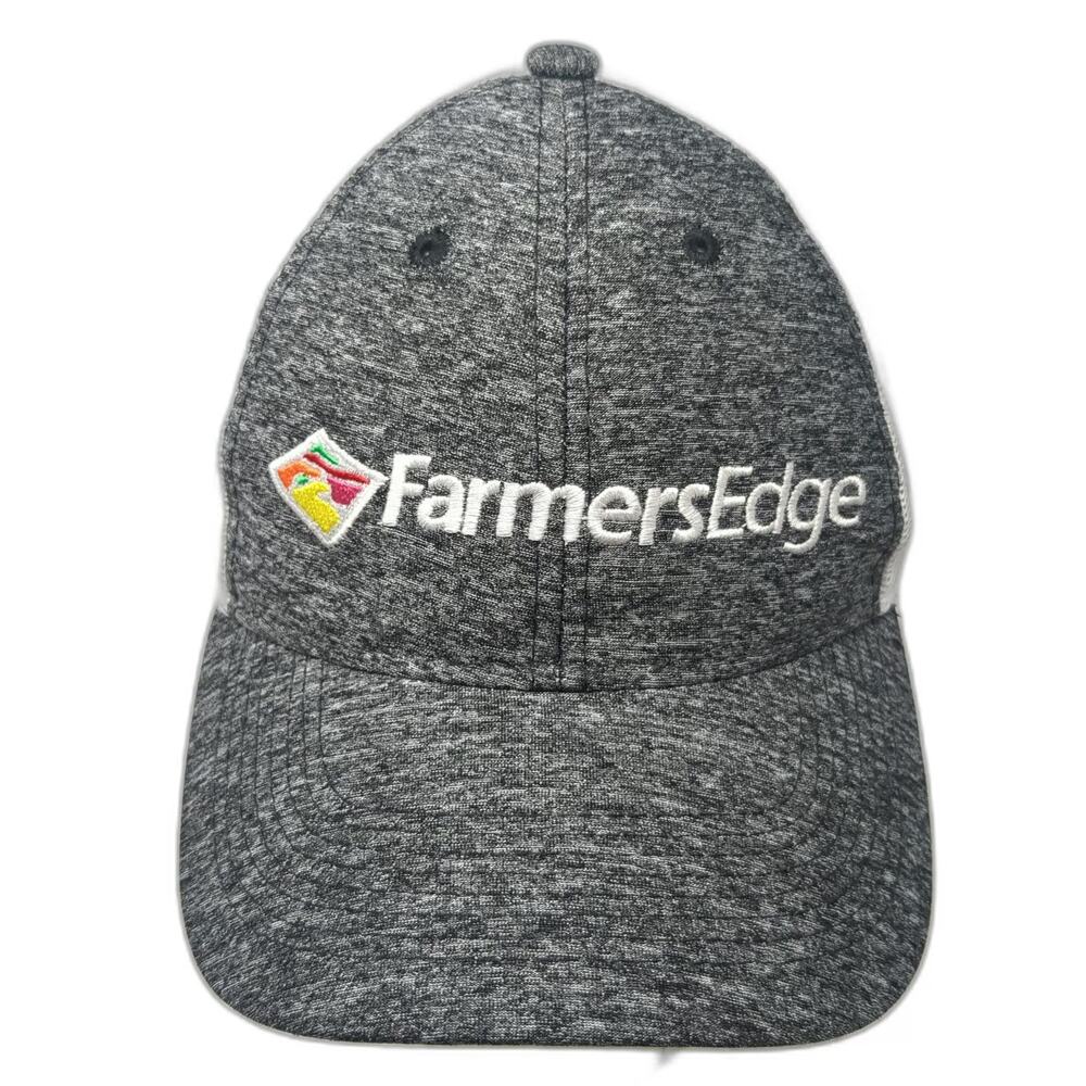 A.J.M. Trucker Hat Gray One Size Farmers Edge Mesh Back Snapback Adjustable